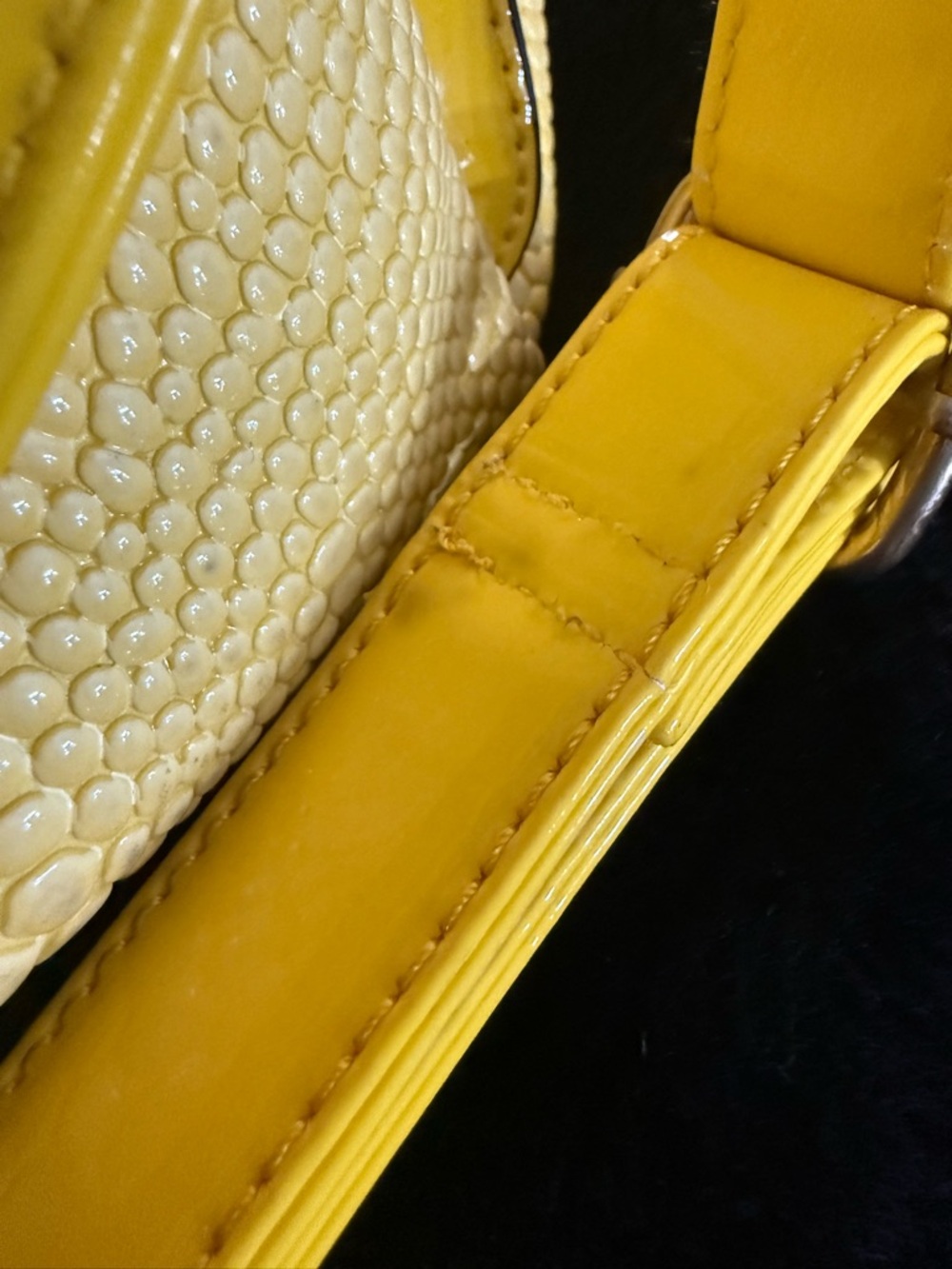 Haiying Snider Bright Yellow Snake Embossed Faux Leather Satchel Shoulder Bag - Picture 7 of 14